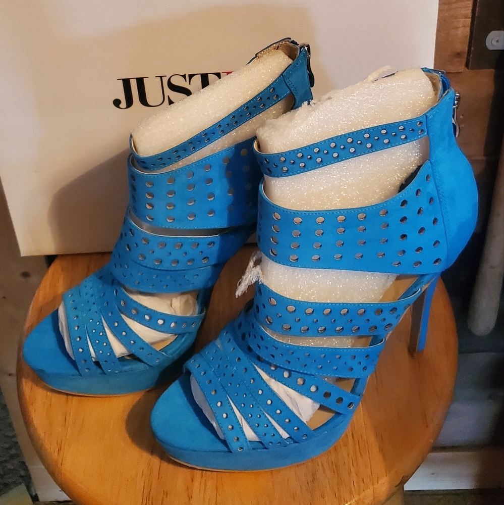 Brand New Sexy JustFab Women's Blue Strappy Heels